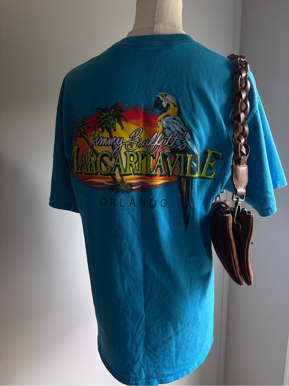 Margaritaville Teal Blue Parrot Graphic Short Sleeve Tee